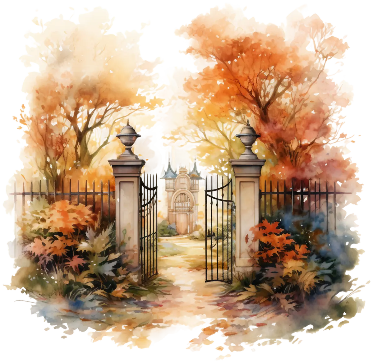 Verträumtes Herbsttor – Bügelbild