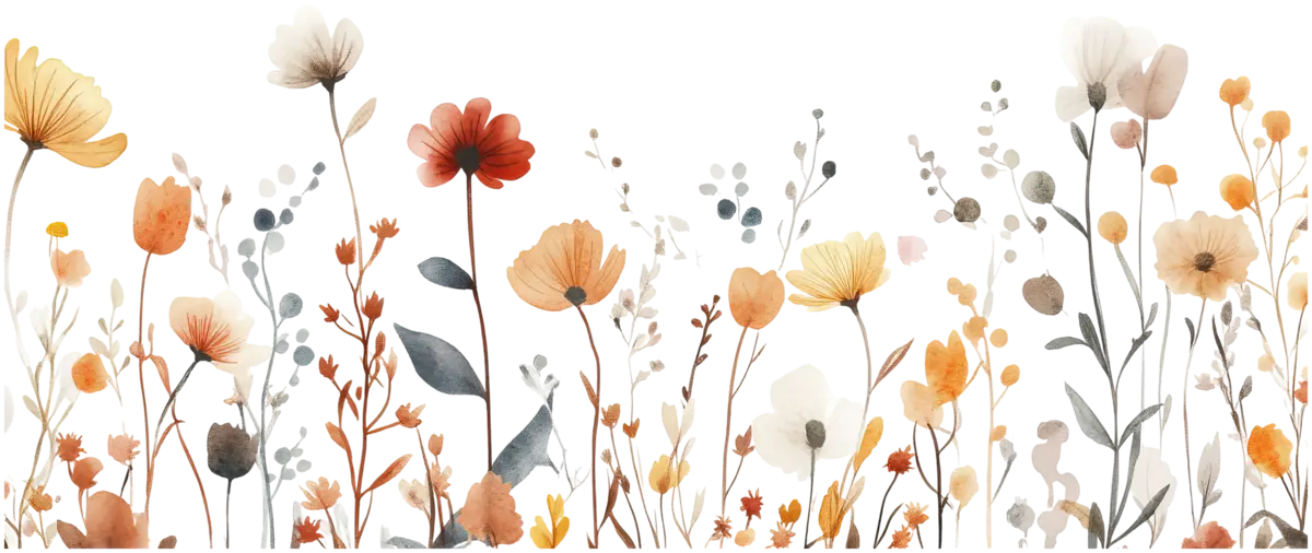 Zarte Herbstblumenwiese – Bügelbild