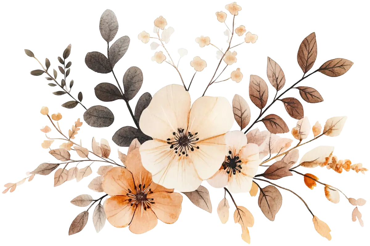 Zartes Herbstblumen-Gesteck – Bügelbild